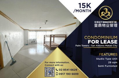 Palm Towers - San Antonio Village Makati City - FOR LEASE STUDIO UNIT
