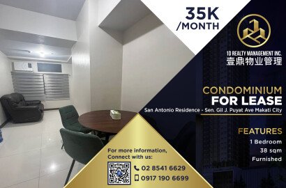 San Antonio Residence -  San Antonio, Sen. Gil J. Puyat Ave Makati City - 1BR FOR LEASE